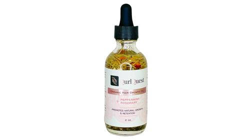 Our Hair Growth Oil is an herbal blend of peppermint, rosemary, and castor oil, which has been shown to stimulate hair growth. It can be used as a hot oil treatment or massage into the scalp for increased circulation and blood flow. It also helps heal split ends and prevent damage from heat styling.